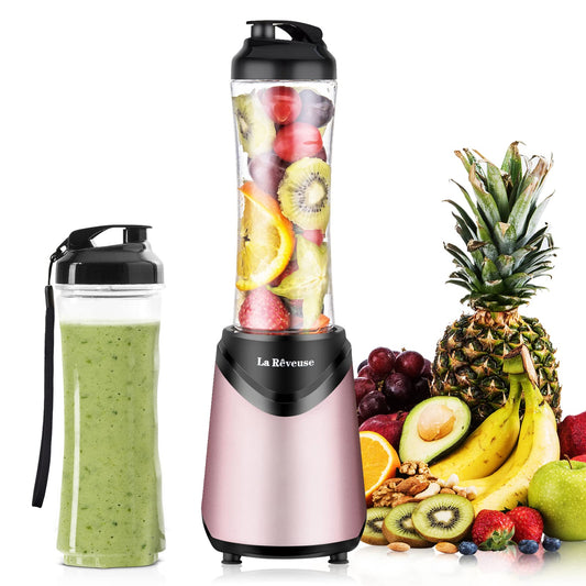 La Rêveuse Smoothie Blender Rosa, 2 Trinkflaschen 550ml