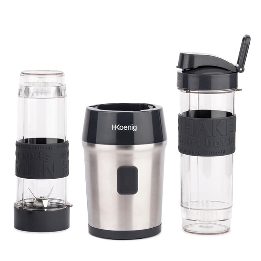 H.Koenig SMOO9 Standmixer kompakt, Smoothie Maker Silber Schwarz