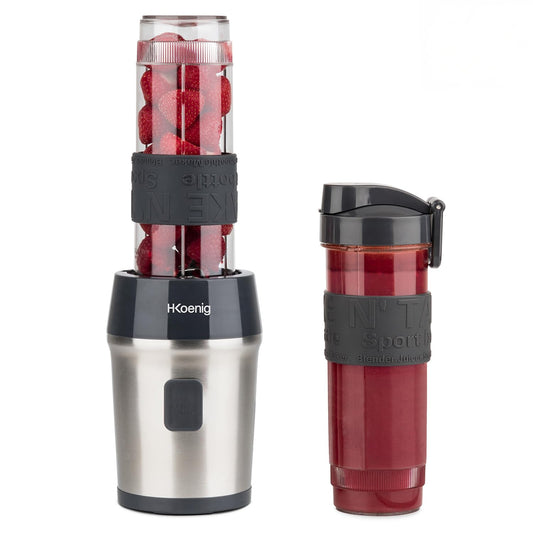 H.Koenig SMOO9 Standmixer kompakt, Smoothie Maker Silber Schwarz