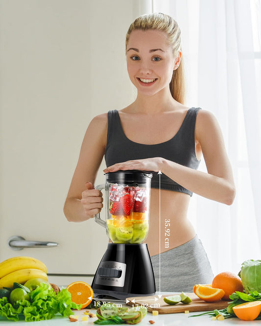 SHARDOR Küchenmixer 700W, Glasbehälter 1,5L Schwarz