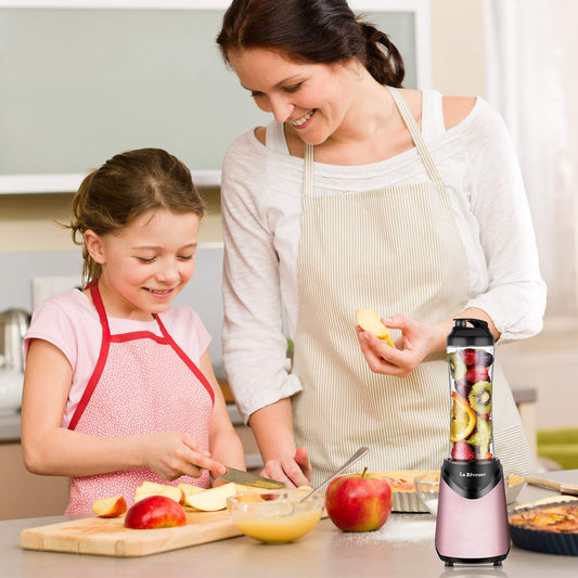 La Rêveuse Smoothie Blender Rosa, 2 Trinkflaschen 550ml